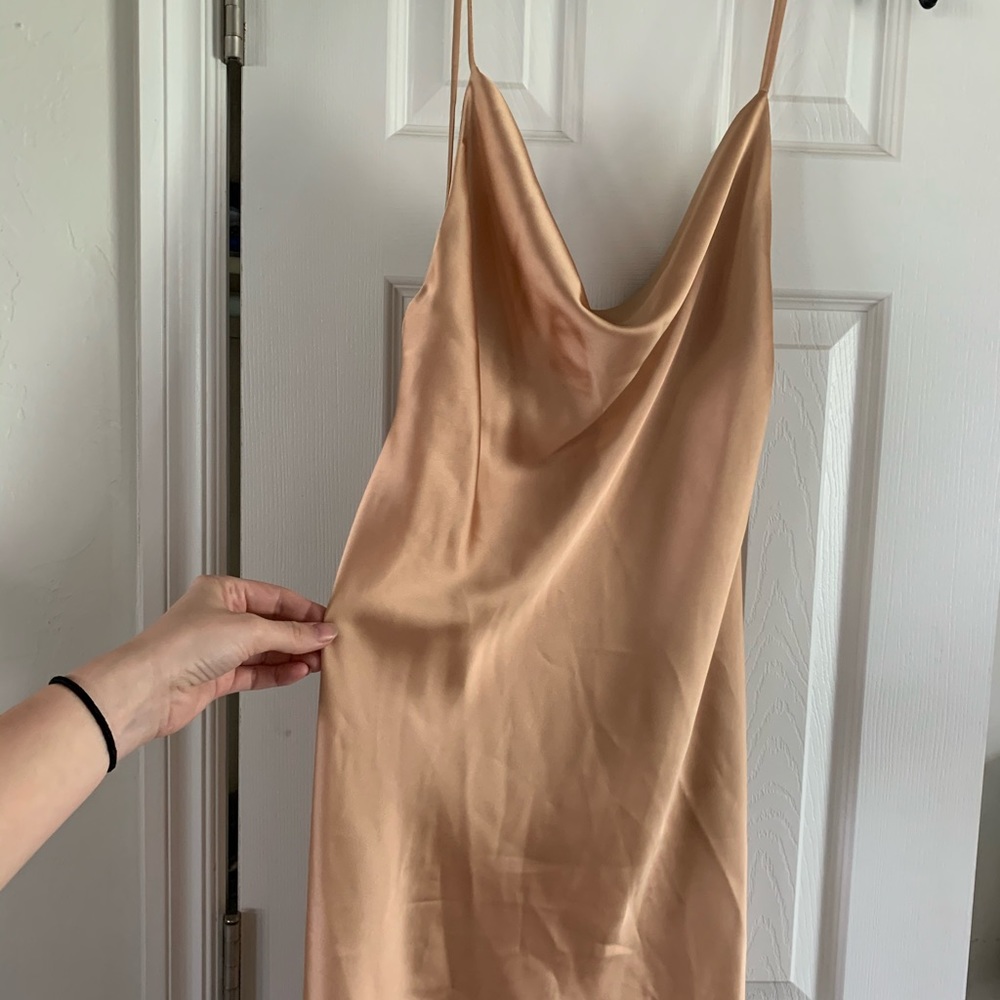 Gold silk dress